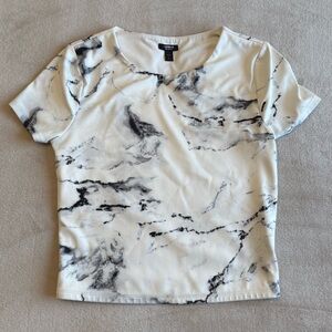 Express Black and White Marble Short Sleeve Top
